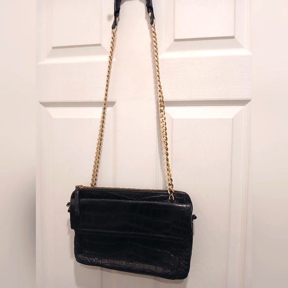 Zara Croco Leather Messenger Bag - Picture 1 of 8